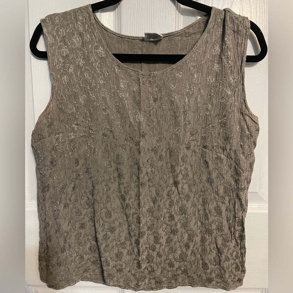 Vintage CP Shades Sausalito Embossed Floral Knit Wide Strap Tank Top Blouse Smal - Picture 4 of 7